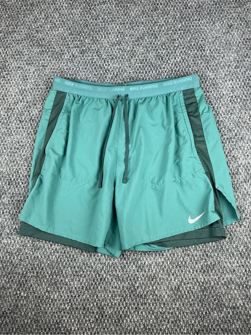 Nike Men's Dri-FIT Stride 5" Hybrid 2-in-1 Running Shorts- Mineral Teal Sz L